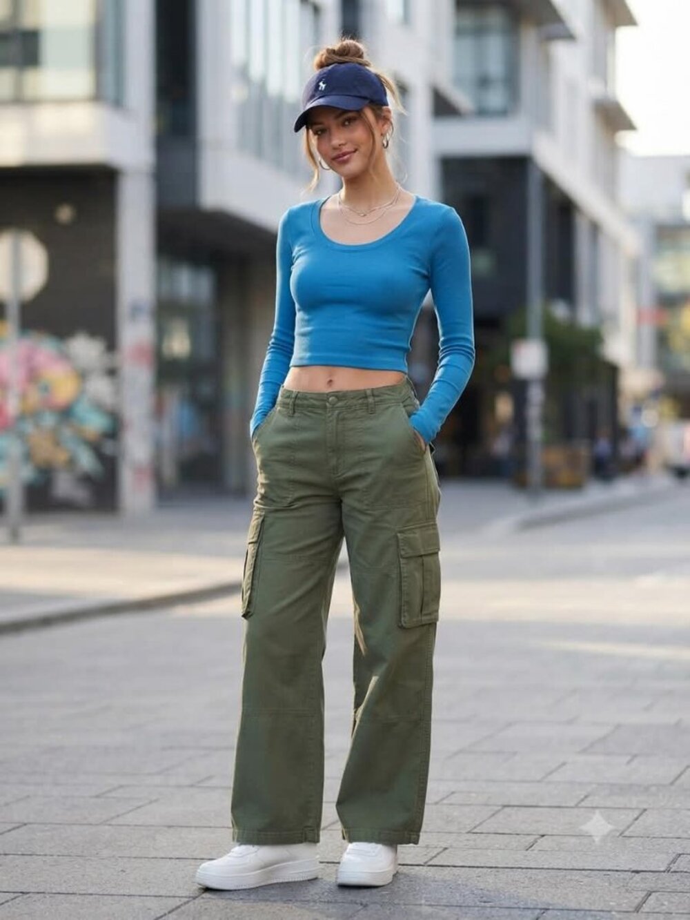 Women's Ribbed Scoop Neck Long Sleeve Crop Top - Fitted Basic Tee